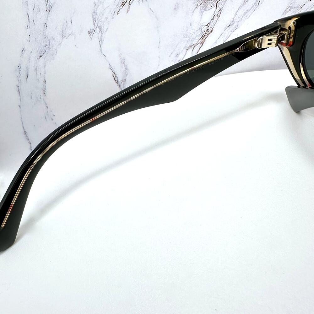New Burberry Sunglasses Black Vintage Check Oval Gold Logo Womens New BURBERRY - Picture 9 of 16